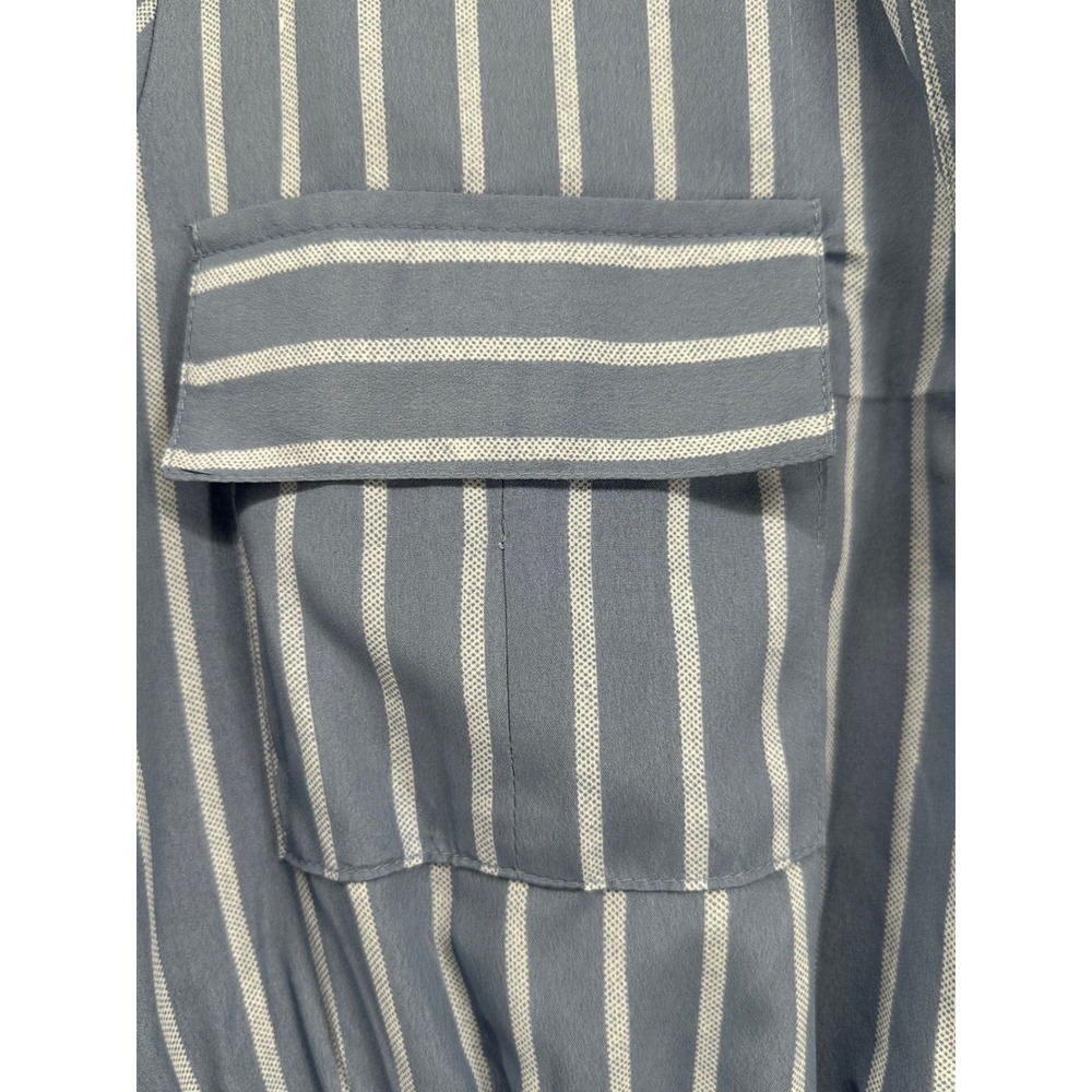 Indulge In Style Blue White Striped Roll Tab Sleeve Mini‎ Dress XL NWT - Picture 6 of 6